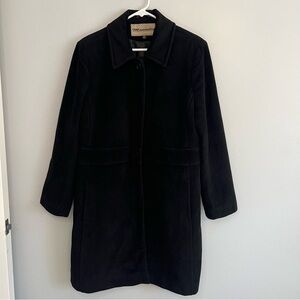 Mantello Womens Wool Angora Blend Pea Coat Dress Coat Jacket Black Sz 10 Classic